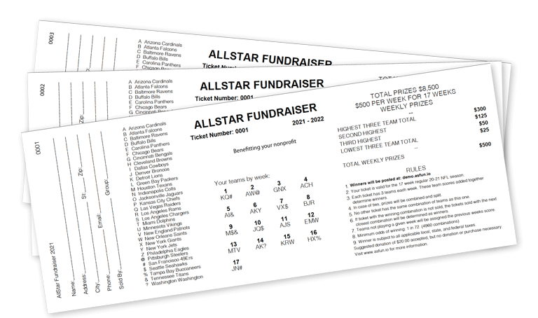 AllStar Fundraiser raffle tickets
