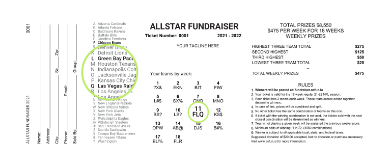 AllStar Fundraiser raffle ticket